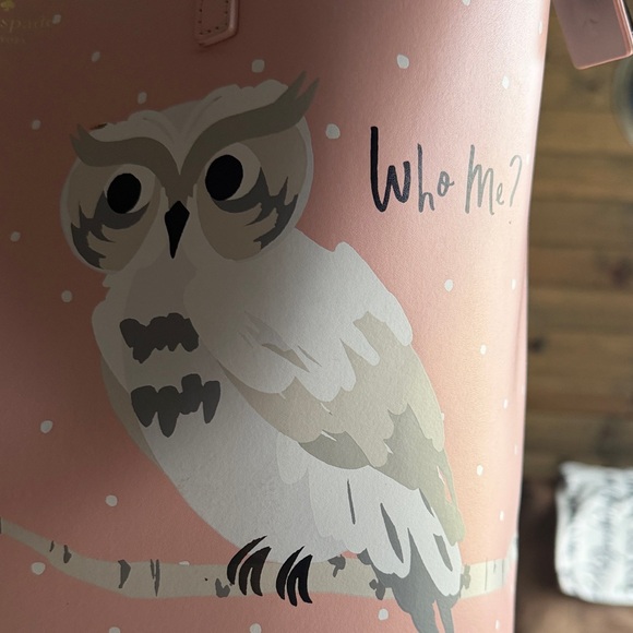 Kate Spade Pink Owl Graphic Tote with KS Dust bag - Picture 5 of 16